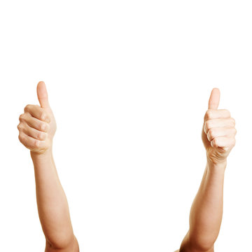 Woman holding two thumbs up
