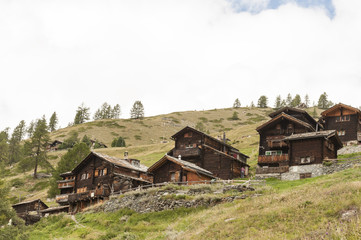 Zermatt, Findeln, Bergdorf, Weiler, Walliser Alpen