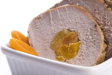 Roasted pork loin with dried apricots