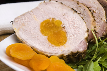 Roasted pork loin with dried apricots