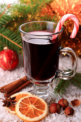 mulled wine with candy stick