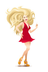 Dancing Girl. Young sexy woman in dance pose on white background