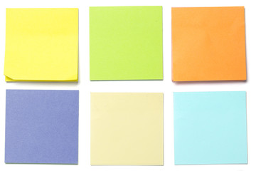 different color tick notes isolated on white background