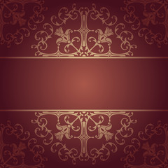 Background baroque vector with flowers red