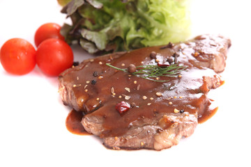 beef steak in white background