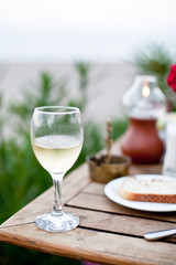 Glass of white wine.