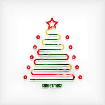 Christmas tree modern minimal line art background