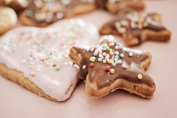 Christmas cookies in different shapes with icing