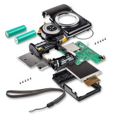 Explode view of compact digital photo camera