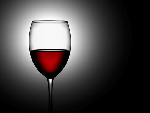 Glass of wine lit with backlight