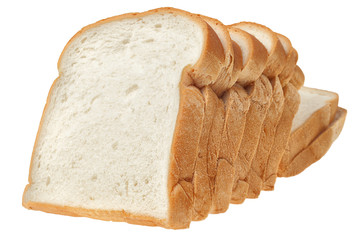 Sliced bread on white background