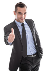 Erfolgreicher Unternehmer oder Manager mit Daumen isoliert