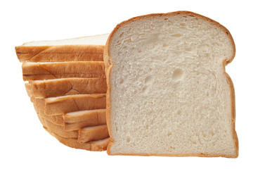 Bread stack on white background
