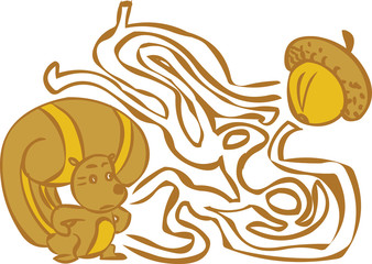 help the squirrel, maze with solution path