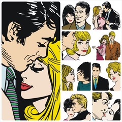 Ilustraciones de una pareja de enmarados