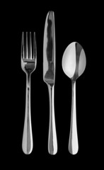 table cutlery black background