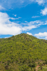 Fototapeta na wymiar top of the mountain on blue sky background
