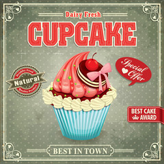 Vintage cupcake poster design