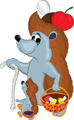 Два ежика собирают грибы и ягоды