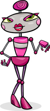 cartoon female robot illustration