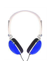 blue modern headphones isolated on white