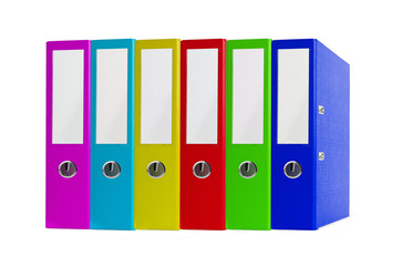 Colorful office folders isolated on white