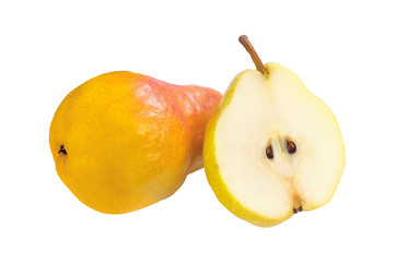 Sweet yellow pears isolated on white