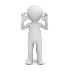 3d man with okay gesture isolated over white background