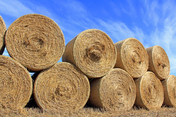 Straw Bales against Blue Sky