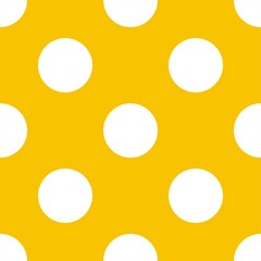 Seamless vector pattern big white polka dots yellow background - obrazy, fototapety, plakaty
