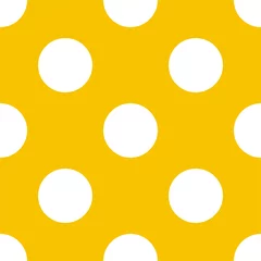 Tapeten Seamless vector pattern big white polka dots yellow background © ingalinder