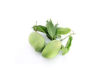 Green mango and leaves.