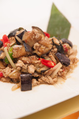 Stir fried egg plant, Thai food.