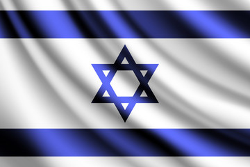 Waving flag of Israel, vector
