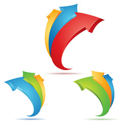 Set of multicolored 3d arrows