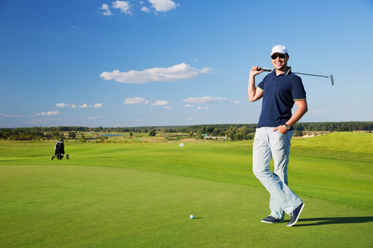portrait of  male golf player