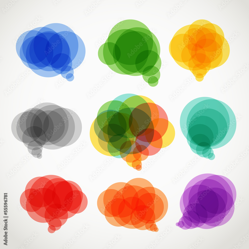 Poster abstract color speech clouds collection