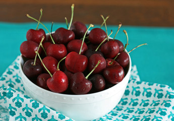 Cherries in a White Bowl