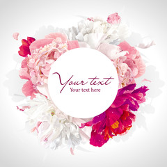 Pink, red and white peony background - 55597915