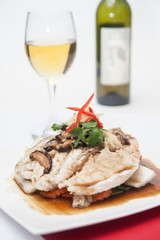 Steam fish fillet with soy sauce.