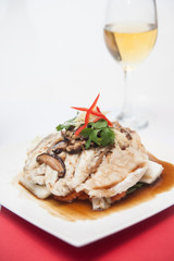 Steam fish fillet with soy sauce.