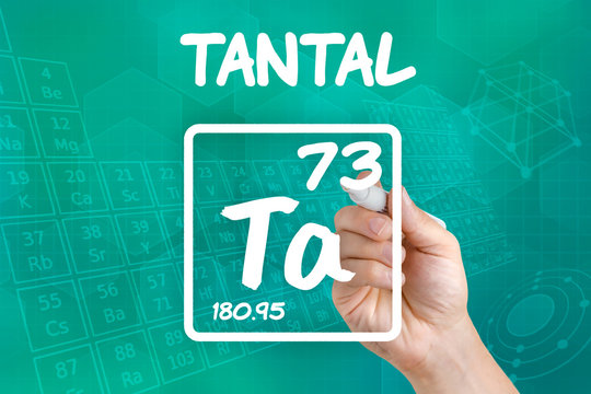 Symbol f&uuml;r das chemische Element Tantal