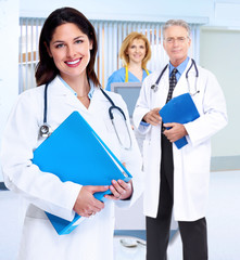 Fototapeta premium Smiling medical doctor woman with stethoscope.