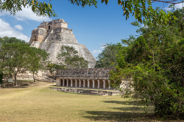 Fototapeta na wymiar Uxmal Pyramide du wieszcz pomieści iguana
