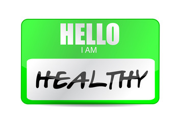 hello im healthy name tag illustration design