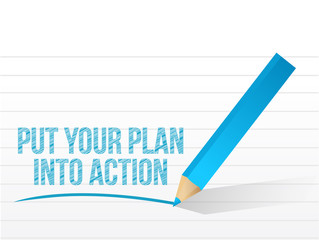 plan into action written on a white paper.