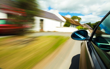 Mirror view of sport car.