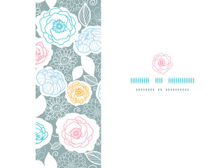Vector silver and colors florals horizontal seamless pattern