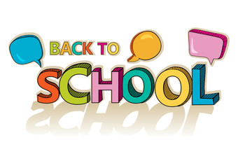Back to school colorful text social speech bubbles.