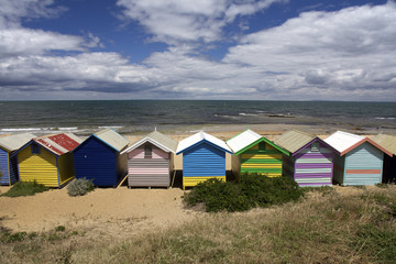 Fototapeta na wymiar Colorful Beach Huts in Australia